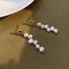 Baroque Special-shaped Freshwater Pearl Earrings Women's Fashion Temperament Elegant Long Petal Pearl Fringed Stud Earrings