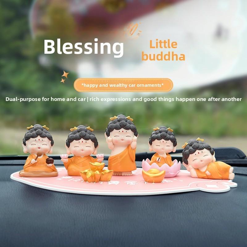 Buddha Car Ornaments Resin Craft With Lucky Lotus For Giftgiving Occasions