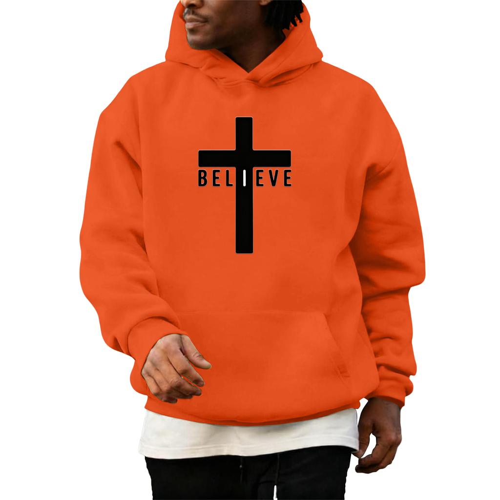 Pullover für Herren Kreuz Pullover Kapuzenpullover Grafik Langarm Sweatshirt