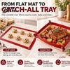 Convertible Grill Pan Mat Silicone Baking with Corner Clips Reusable Pastry Rolling Dishwasher Safe Roasting Mat Kitchen Countertop Protector