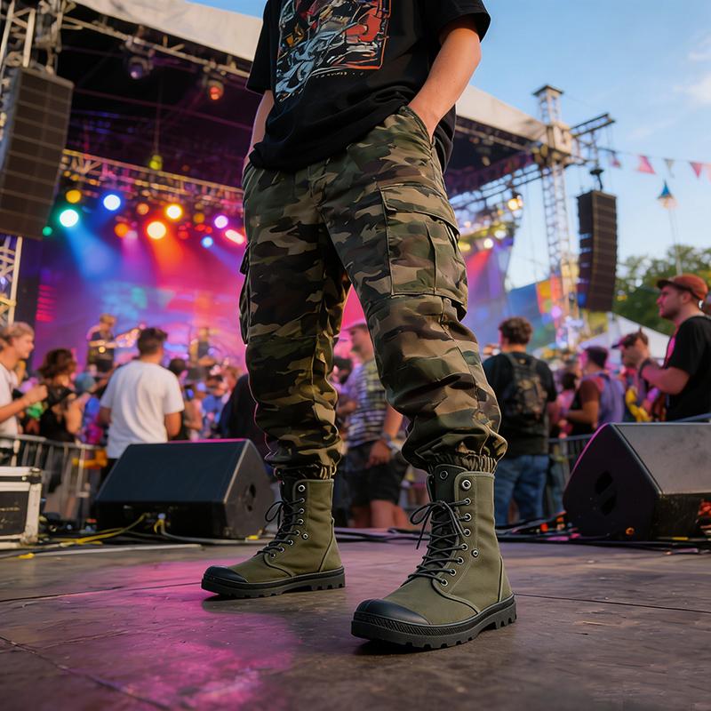 Jaro Podzim Pánské Vysoké Boty Látkové Boty Plochá Podrážka Protiskluzové Cool Mladý Muž Street Style Obuv Černá Modrá Velká Velikost 45