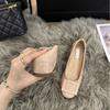 Small Person Height Increase 5cm Nude Square Buckle Light Mouth Single Shoes Women's 2025 Spring New French Round Head Soft Flat Shoes