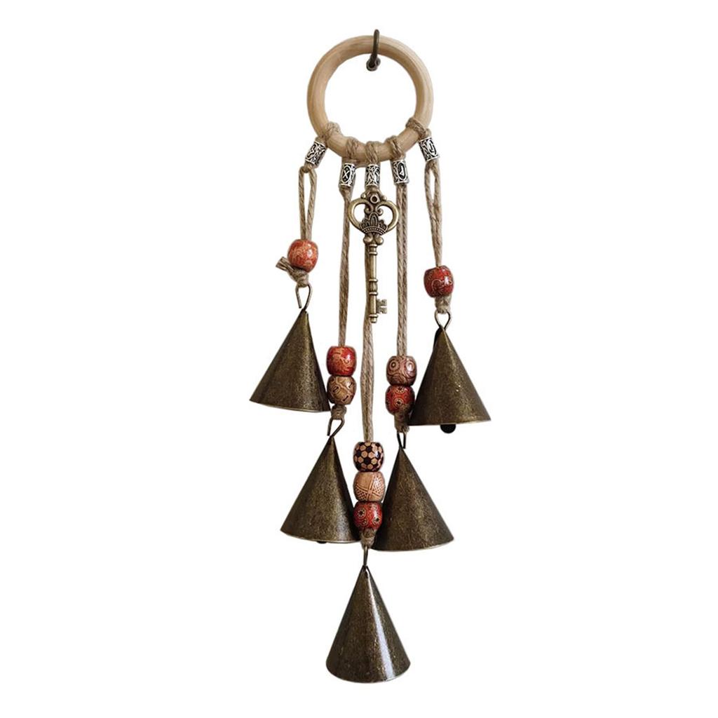 Witch Bells for Door Knob Protection Witch Wind Chime Door Hanger Handmade Rattan Hanging Ornament Witchcraft Home Decor