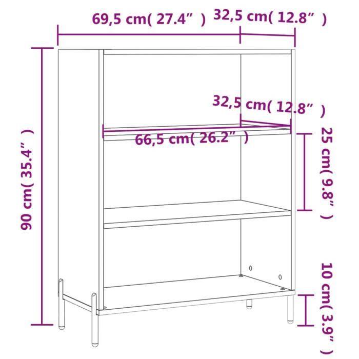 VidaXL Armoire à étagères noir 69,5x32,5x90 cm bois d'ingénierie 828373