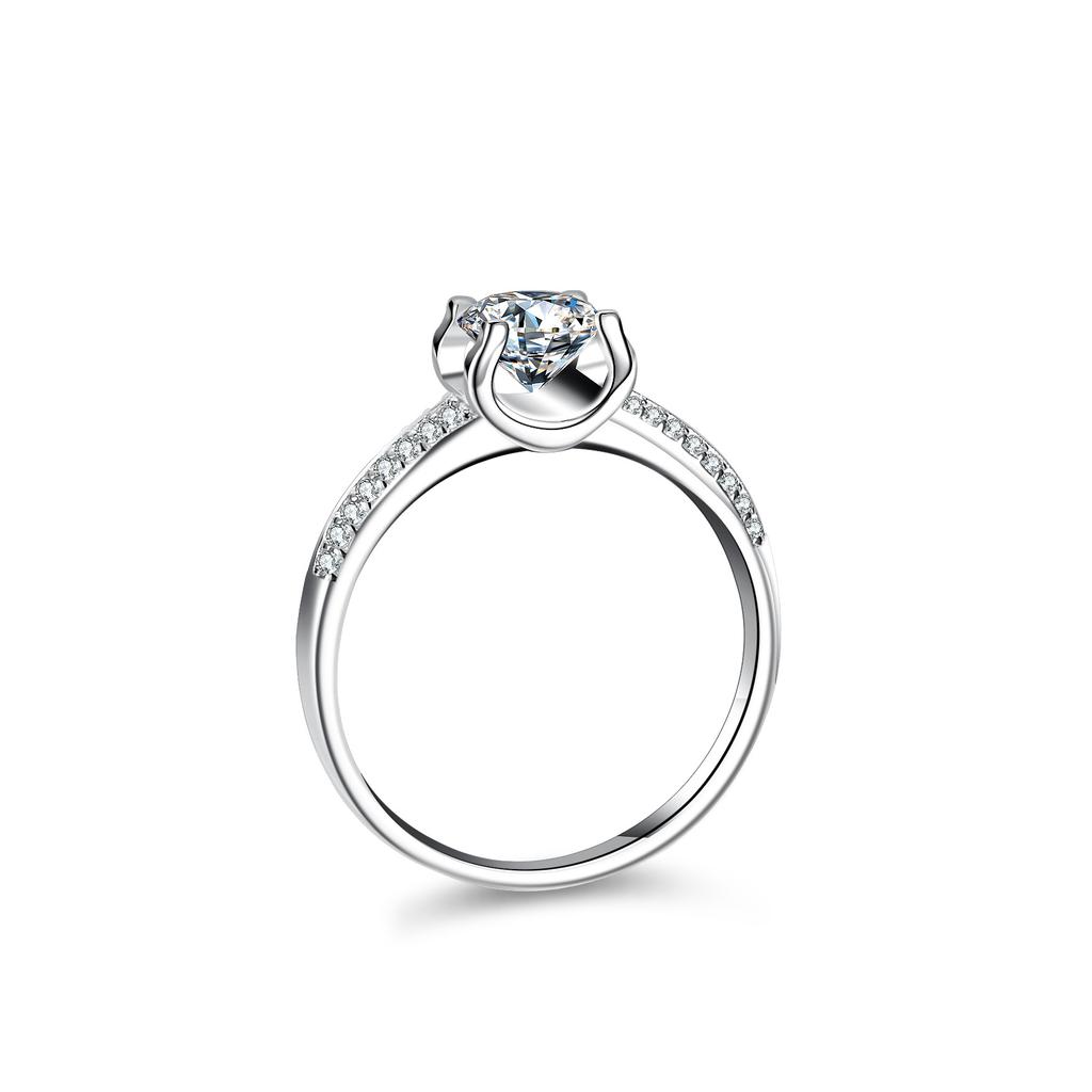S925 silver ring moissanite moissanite cross women's double row ring wedding ring proposal diamond ring gift for girlfriend exquisite jewelry gift