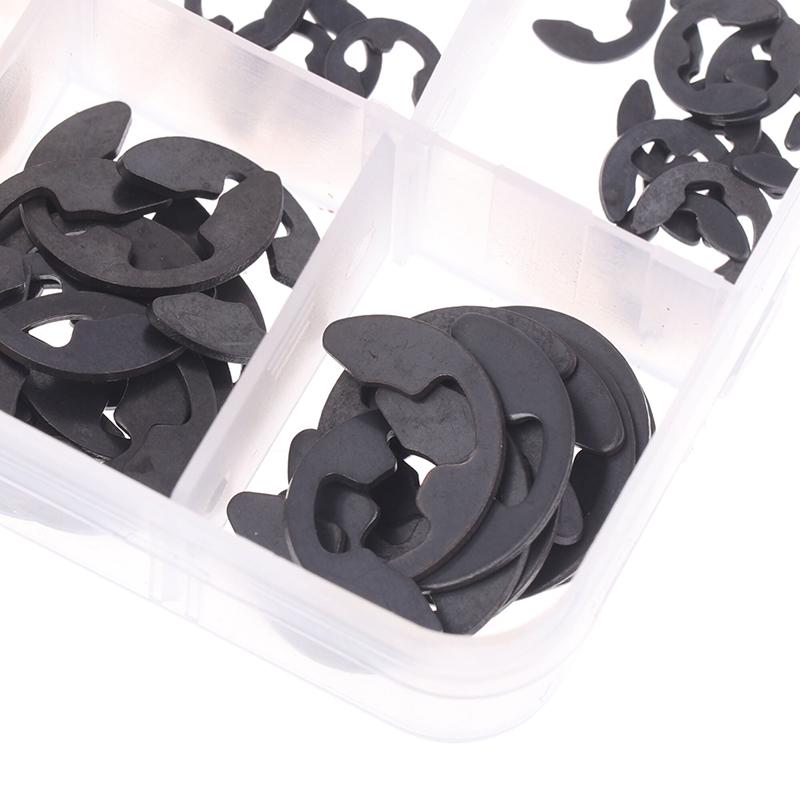 120ks Sada černých nerezových pojistných kroužků Snap Ring E-Clip Podložka Sortiment Pro upevnění hřídele M1.5-M10