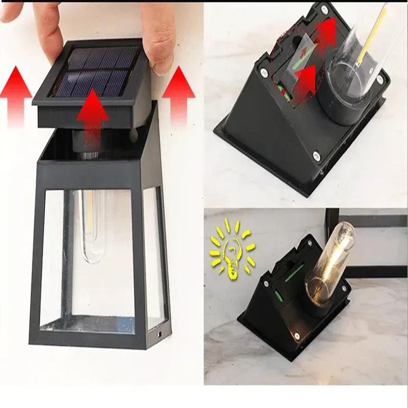 Solar Wall Light Outdoor Waterproof Sunlight Pathway Fence Lamp Yard Luminous Wall Washer Garden Decoration Tungsten Light Bulb