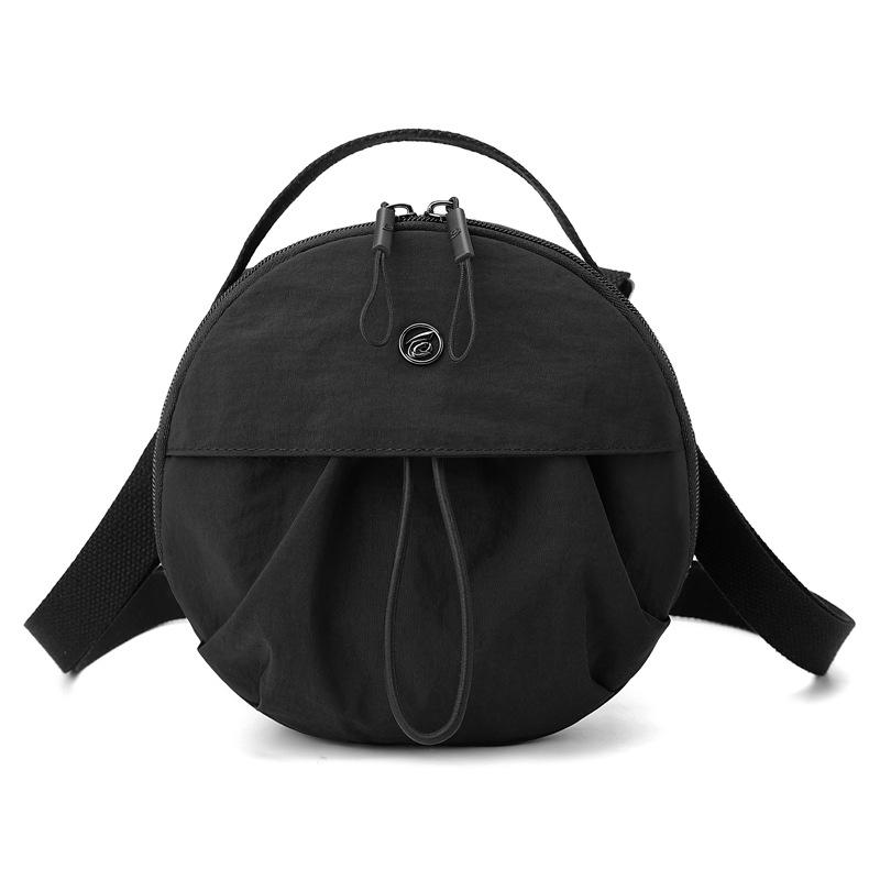 Casual Nylon Cloth Crossbody Bag Women's 2025 New Light Commuter Small Round Bag Drawstring Simple Portable Shoulder Bag