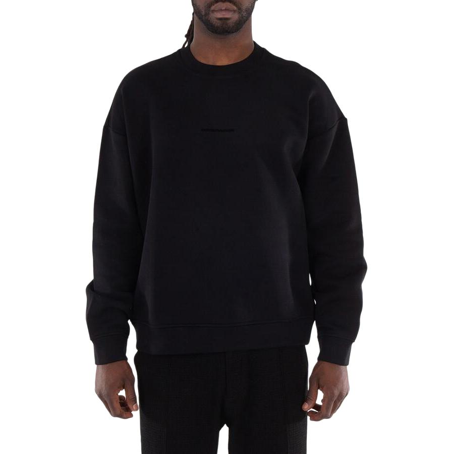 Emporio Armani FW24 Logo Letter Print Crew Neck Long Sleeve Sweatshirt Men Sweatshirt Black 6D1M95-1JTAZ-0999