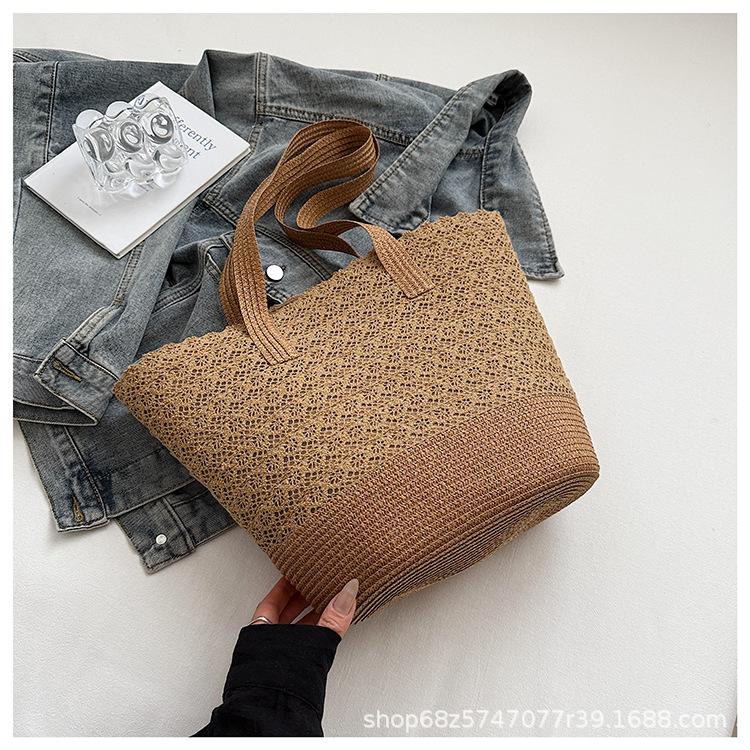 

Lace straw bag women s 2025 seaside vacation beach bag large capacity leisure straw bag women s shoulder bag tide хаки
