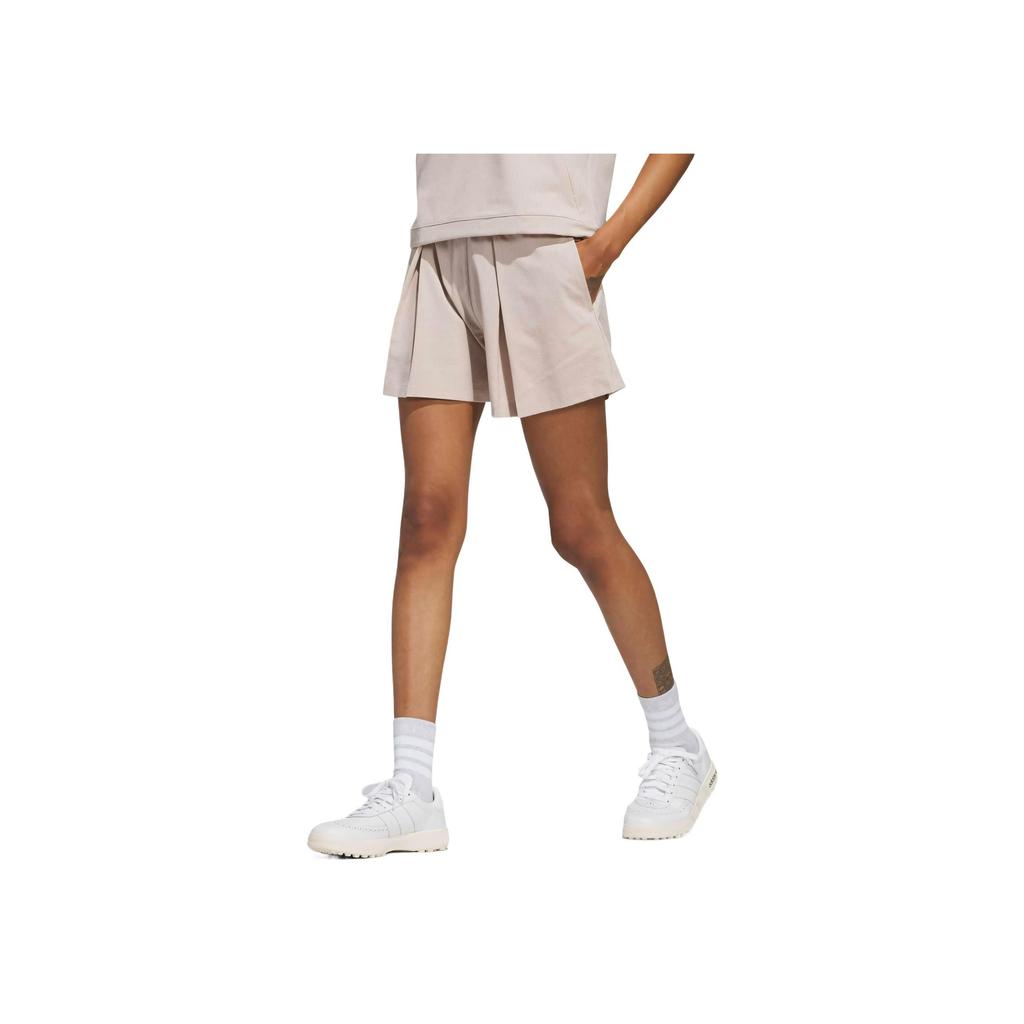 Adidas Go-To Pleated Shorts Fashion Simple Solid Color Versatile Casual Shorts Women Shorts Miracle-Gray Brown JC9233