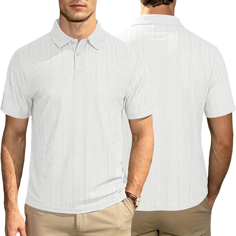 Mens Plus Size Breathable Loose Short Sleeve Solid Casual Polo Shirt S белый