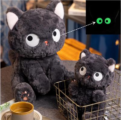 NYTT katteplysj Leketøy Søt kosedyr Kattputedukke Glow In The Dark Eyes Halloween-gave Bursdagsgave til barn