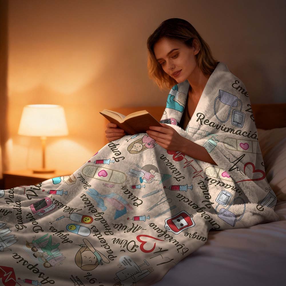 1Pc  Personalized Nurse Gift Blanket Custom Medical Nursing Themed Flannel Throw Blanket For Healthcare Workers Rn Lpn