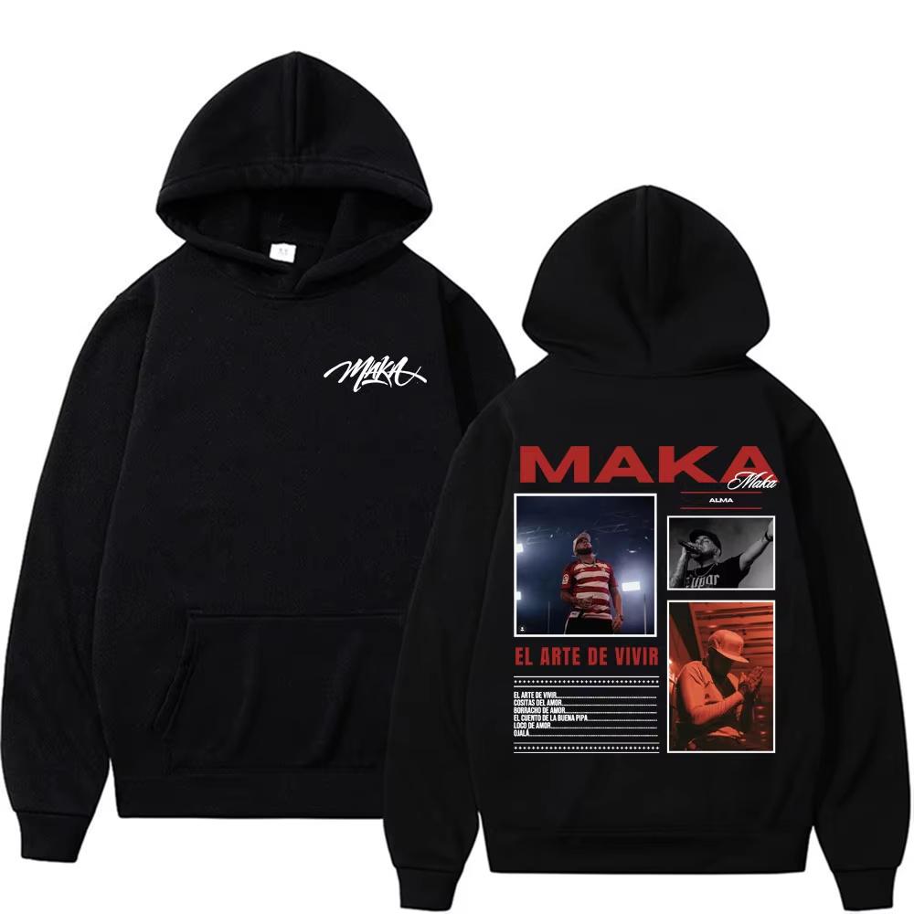 Мерч Худи унисекс Harajuku Hip Hop Street Sweatshirt Повседневный флис с длинным рукавом Худи Тур рэпера Maka Aura 2026