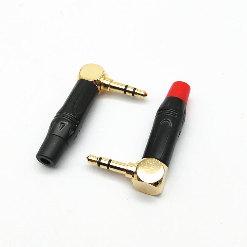 3.5mm audio male Gold-Plated Dual Channel Plug 3pole Stereo angle Earphone Welding Head DIY 90 Degree L-Shaped Bend Head Wall