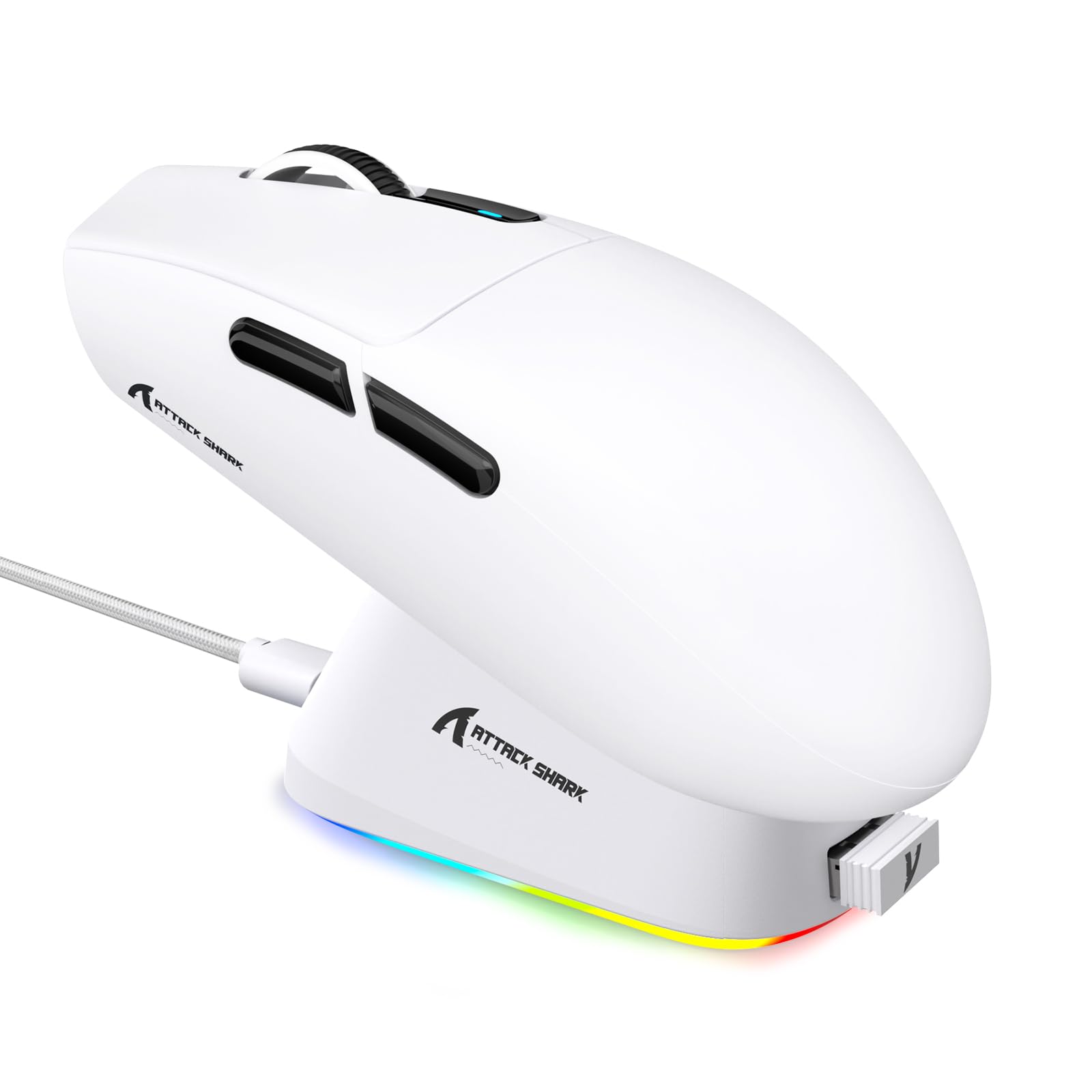 

Бездротова ігрова миша MAMBASNAKE x ATTACK SHARK G3PRO з магнітною зарядкою, RGB-підсвіткою, зарядкою, бездротовим і дротовим підключенням, 3 зручні в 500 мАг для FPS білий