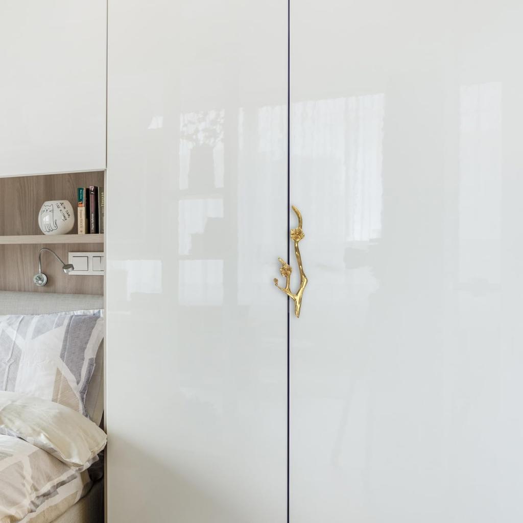 Angoily Antique Bronze Door Pull Black Matte Cabinet Handles Leaf Knobs Handle for Furniture