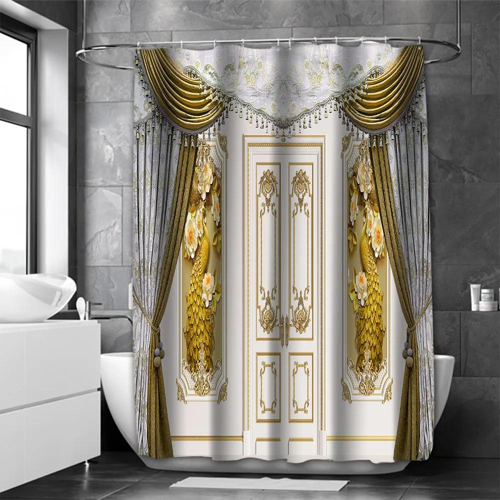 3D Background Bathroom  Shower Curtain Animal Waterproof Fabric Bathroom Curtain With 12 Hooks Sunflower Home Deco