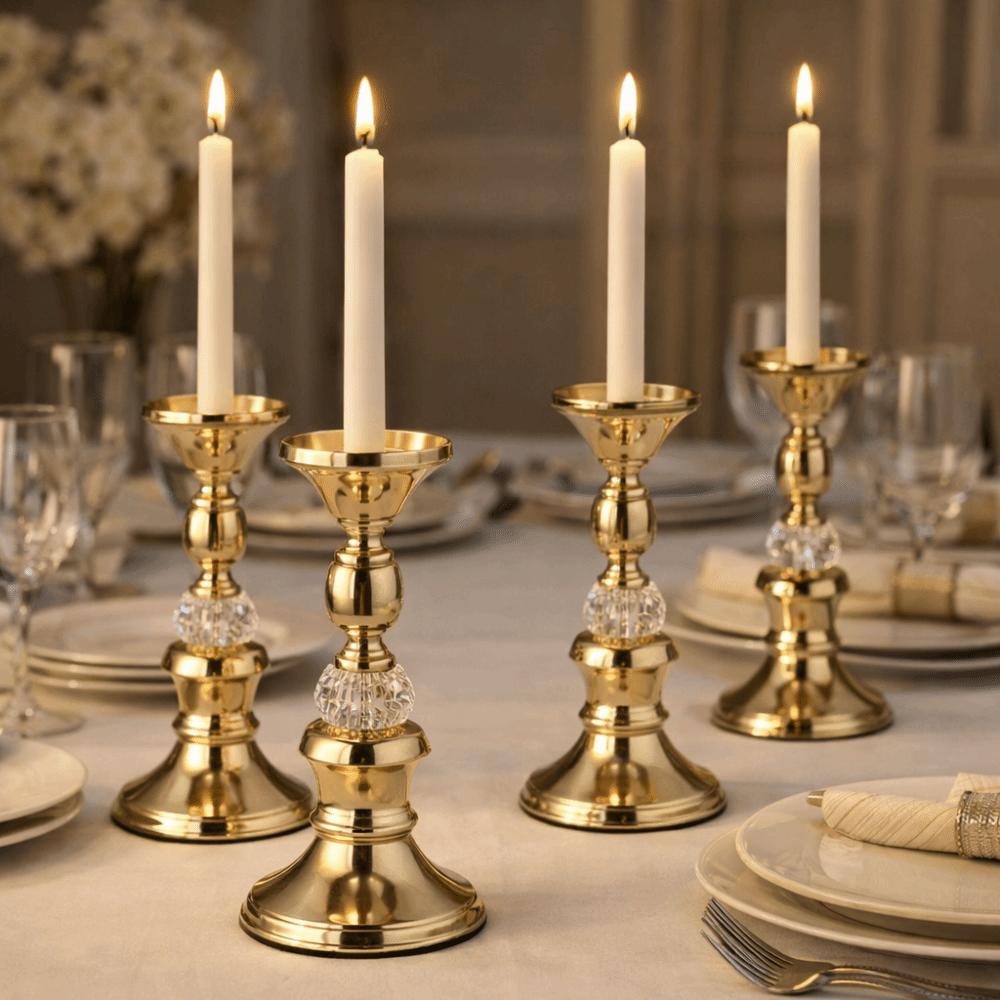 European Style Gold Metal Pillar Candlestick Non-slip Bottom Candle Stand  Banquet