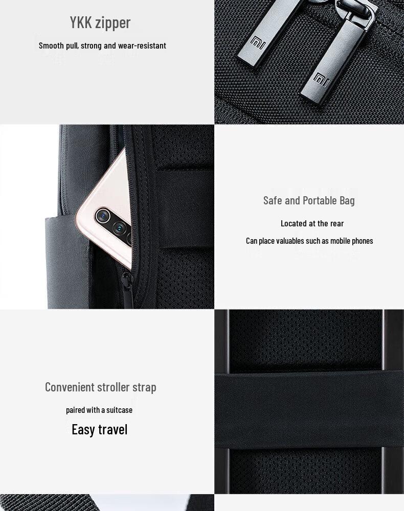 Mi Classic Business Backpack 2: Double Compartment, Shockproof, Large Capacity, Wear-Resistant Laptop Travel & School Backpack.