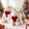 20/30CM Bunny Stuffed Animals Holds Red Heart Cute Rabbit Plushies Soft Plush Toys Romantic Sweet Gifts for Girlfriends Kids