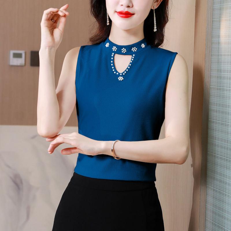 Women Spring New Fashion Sweet Pullovers Base Layers Candy Color Diamonds Hollow Out Knit Vest Slim Versatile Sleeveless Tops
