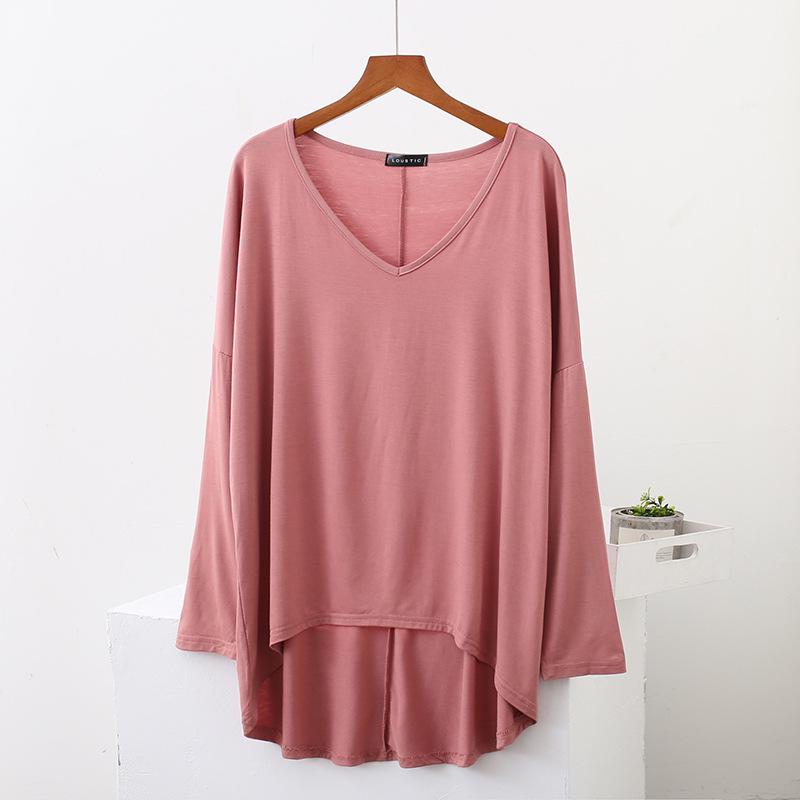 Plus Size V-Neck Batwing Sleeve High-Low Modal Top for Women