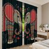 Set Of 2 Flat Printing Window Curtains Ative Twin Elephants Digital Printed Polyester Drapes Festive Wall Decor New Year Curtain Made