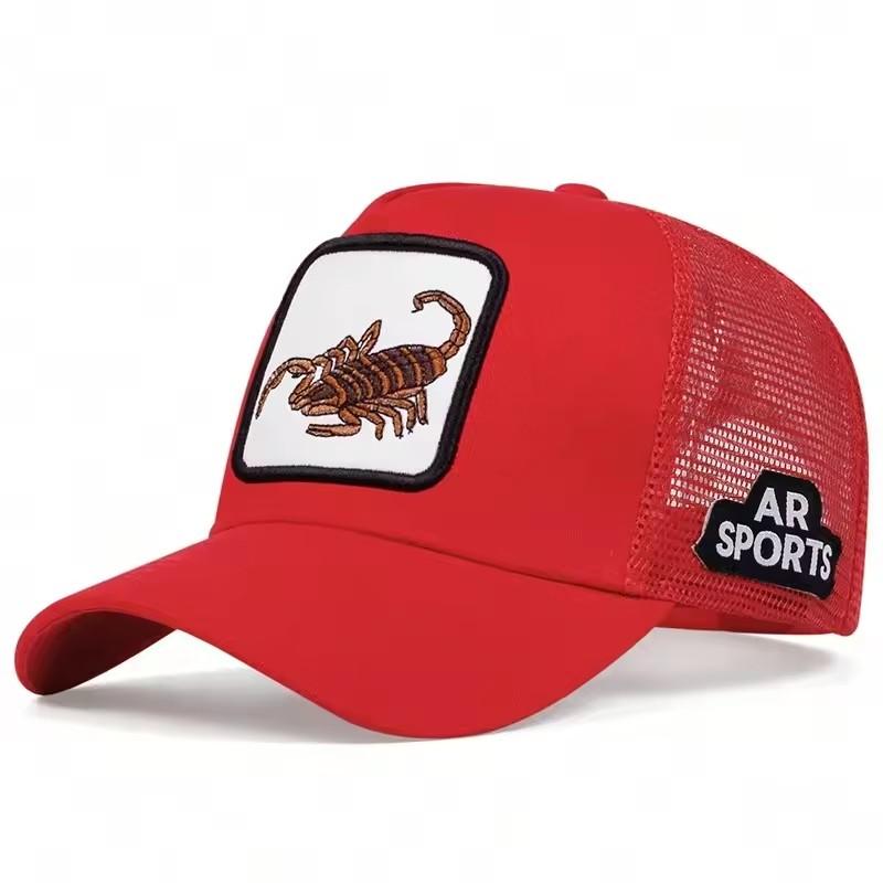 Unisex Kikkers Borduurwerk Baseball Net Caps Lente Zomer Buiten Verstelbaar Mannen Vrouwen Casual Trucker Hoeden Zonbescherming Hoed Sportpet 55-60cm red