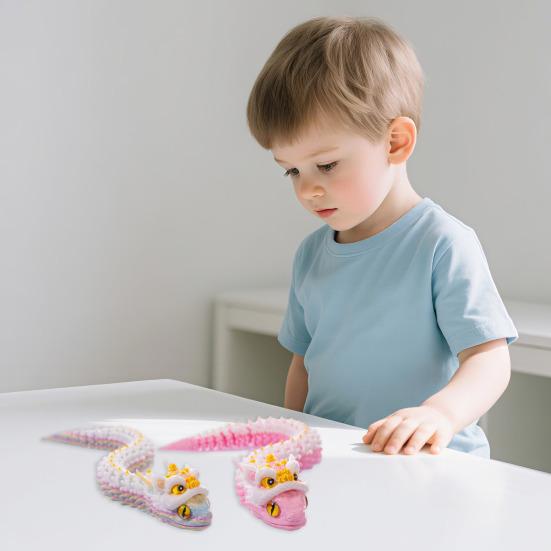 10" 3D Printed Snake Toy Movable Articulated Lion Dance Snake Figurine Flexible Animal Fidget Toy for Kids Collectors Home Office Executive Desk Decor