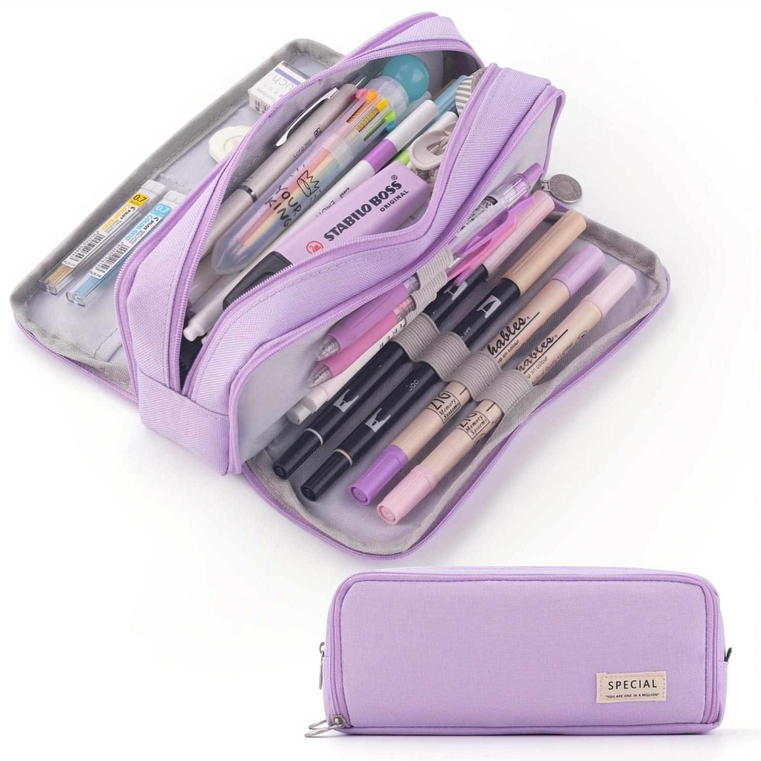 

Versatile Double-Zipper Pencil Case: Portable, Lightweight, Large Capacity, Available in Multiple Colors. фиолетовый