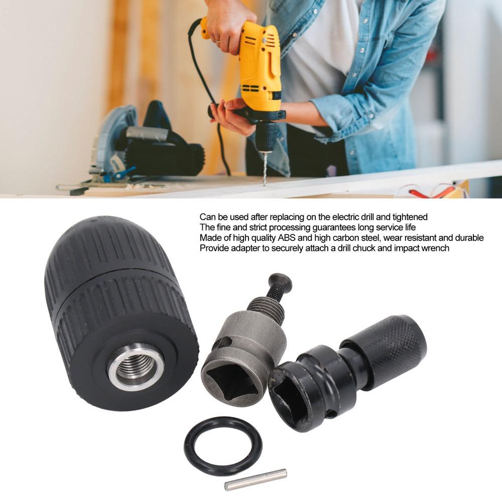 Keyless Design Self Tighten Drill Chuck 1/2in 20UNF Thread Drill Chuck Adapter for Impact Wrench