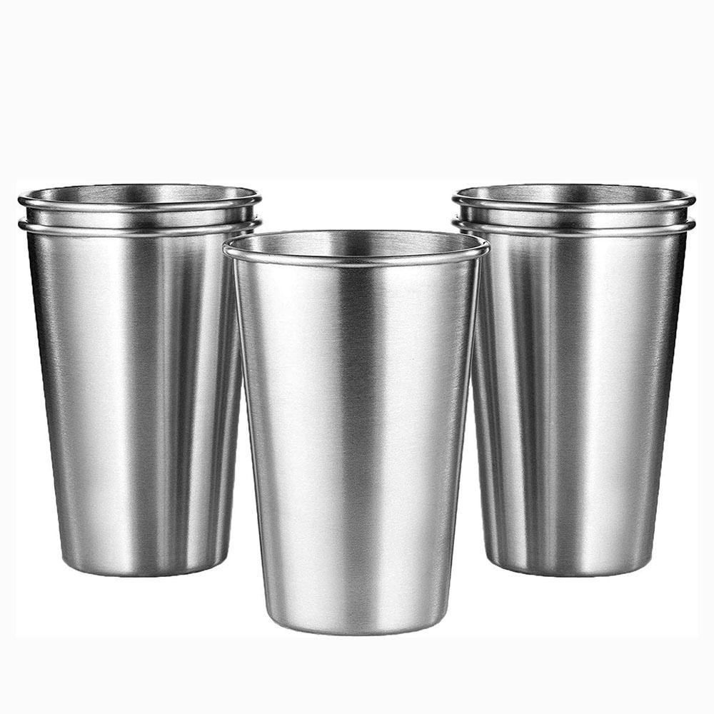 

480ml 16 Ounce Stainless Steel Pint Cups Shatterproof Cup Tumblers Unbreakable Metal Drinking Glasses for Bar, Home, Restaurant 1 Piece
