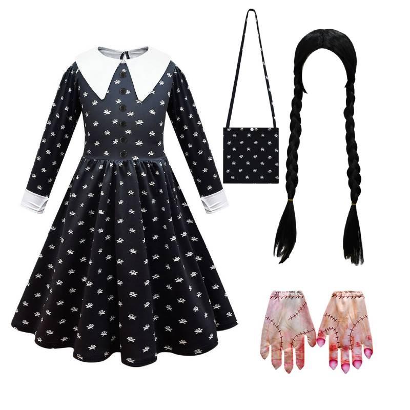The Family Addams Cosplay Costumes For Halloween Party Dress Up