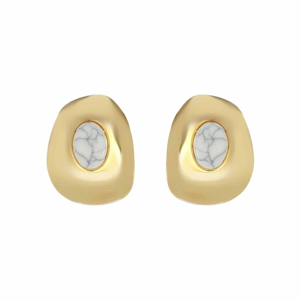Geometrische Unregelmäßige Runde Hängeohrringe für Damen Temperament Inlay Oval Exquisiter Steinschmuck Urlaubs-Schmuck Geschenke