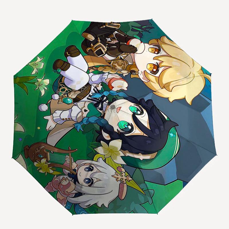 1pc Outdoor Umbrella with Cute Anime Characters - Automatic Opening/Closing, Portable 3-Fold Design, 8-Rib Iron Frame - Perfect Gift for Fans, Tr