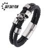 European & American Men's Woven Leather & Stainless Steel Bracelet