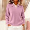 Damen Pullover Revers Langarm Locker Geschnitten Einfarbig Strickoberteile mit Knöpfen Taschen Herbst Winter Pullover