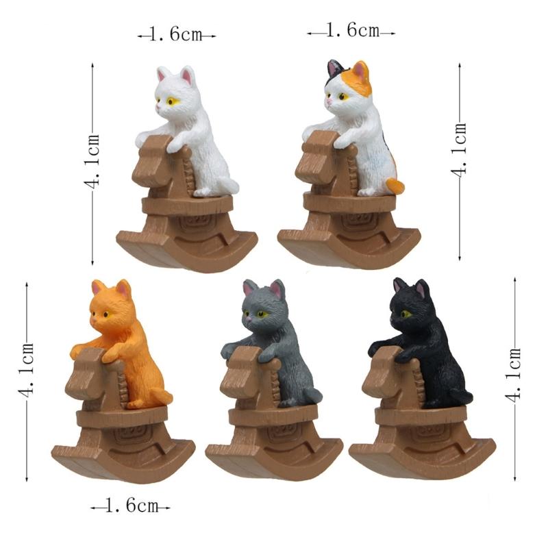 Small Figurines Decoration Car Dashboard Miniature Riding Rocking Horse Cats Ornament Center Console Mounted Cats Decoration