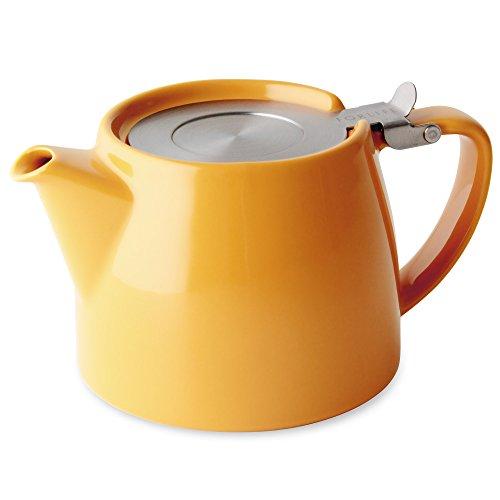 FOR LIFE Ceramic Teapot, 530ml Capacity, 3-Cup Capacity, with Tea Strainer, Dishwasher Safe, Lid Stays put, One-Hand Pour, Mandarin Orange Stamp Teapo