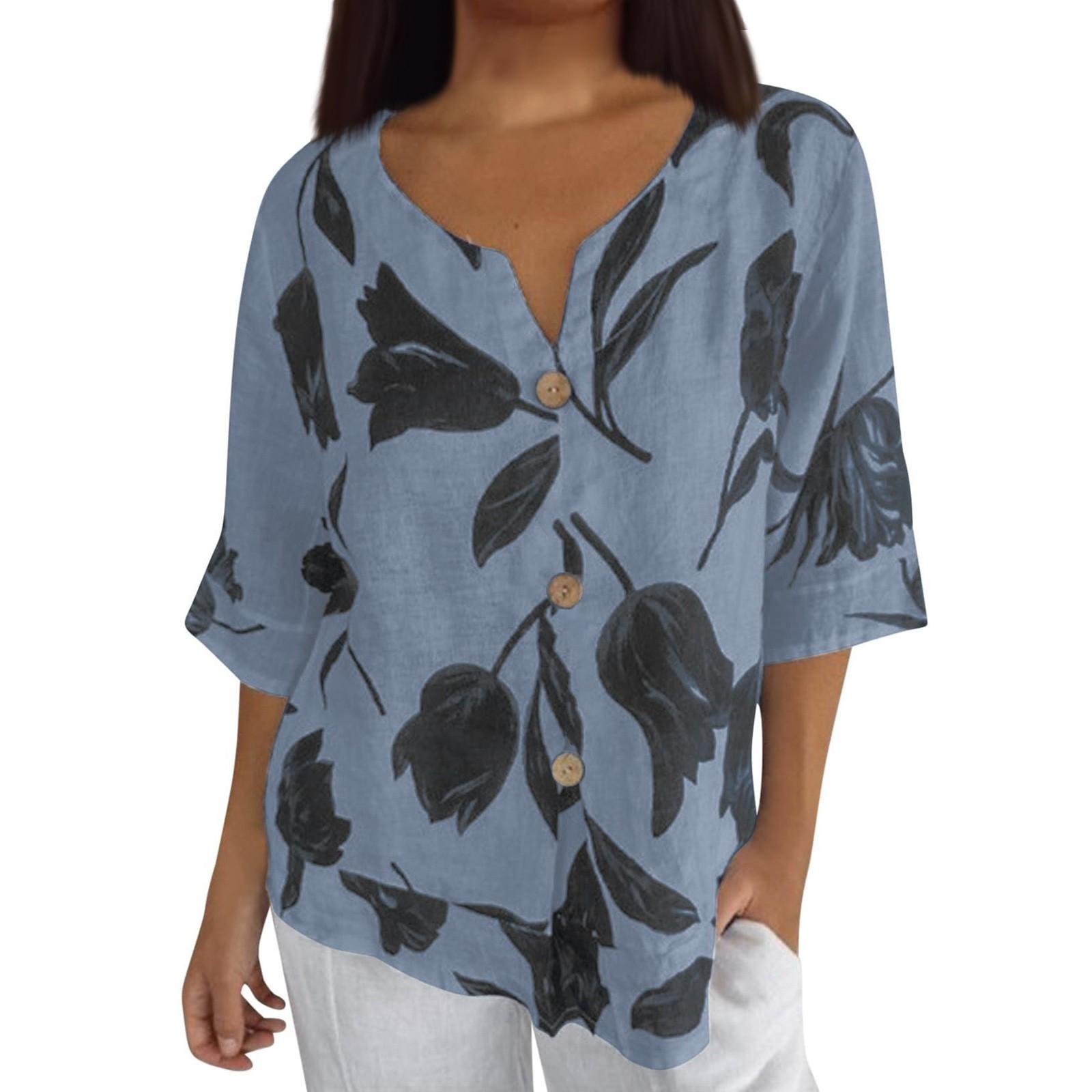 

Повсякденна жіноча сорочка-пуловер з V-подібним вирізом і короткими рукавами XXXXXL