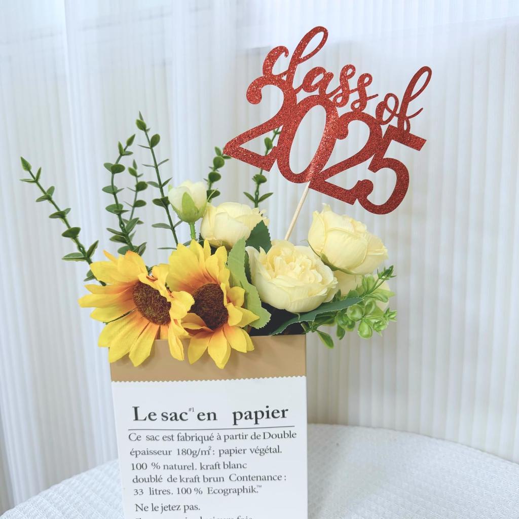 ALISSAR 12 Pack Pre-assembled Double Sided Class of 2025 Graduation Party Centerpiece Sticks, Centerpiece Table Decorations for 2025 Graduation Party