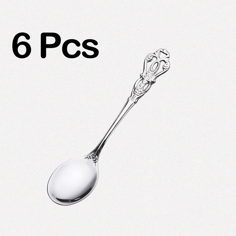 6pcs Royal Spoon Fork Set Gold Stainless Steel Luxury Dinnerware Ice Afternoon Tea Kitchen Dessert Tableware Silverware Gift