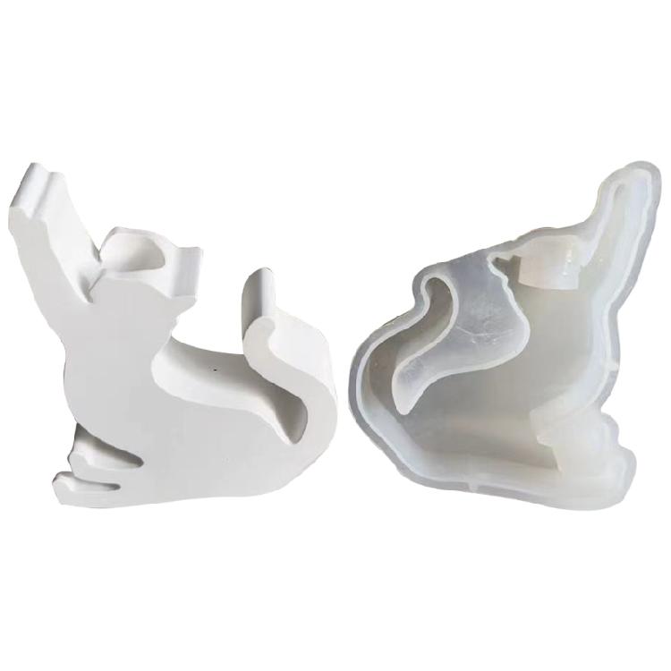 Candle Holder Creating Silicone Mold Resin Cat Shaped Candlestick Mold