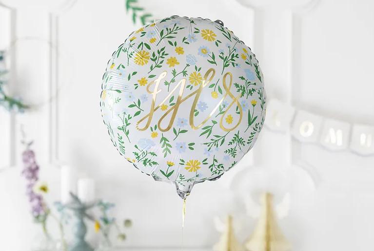Balon Foliowy Okrągły Ihs Komunia Święta 45Cm