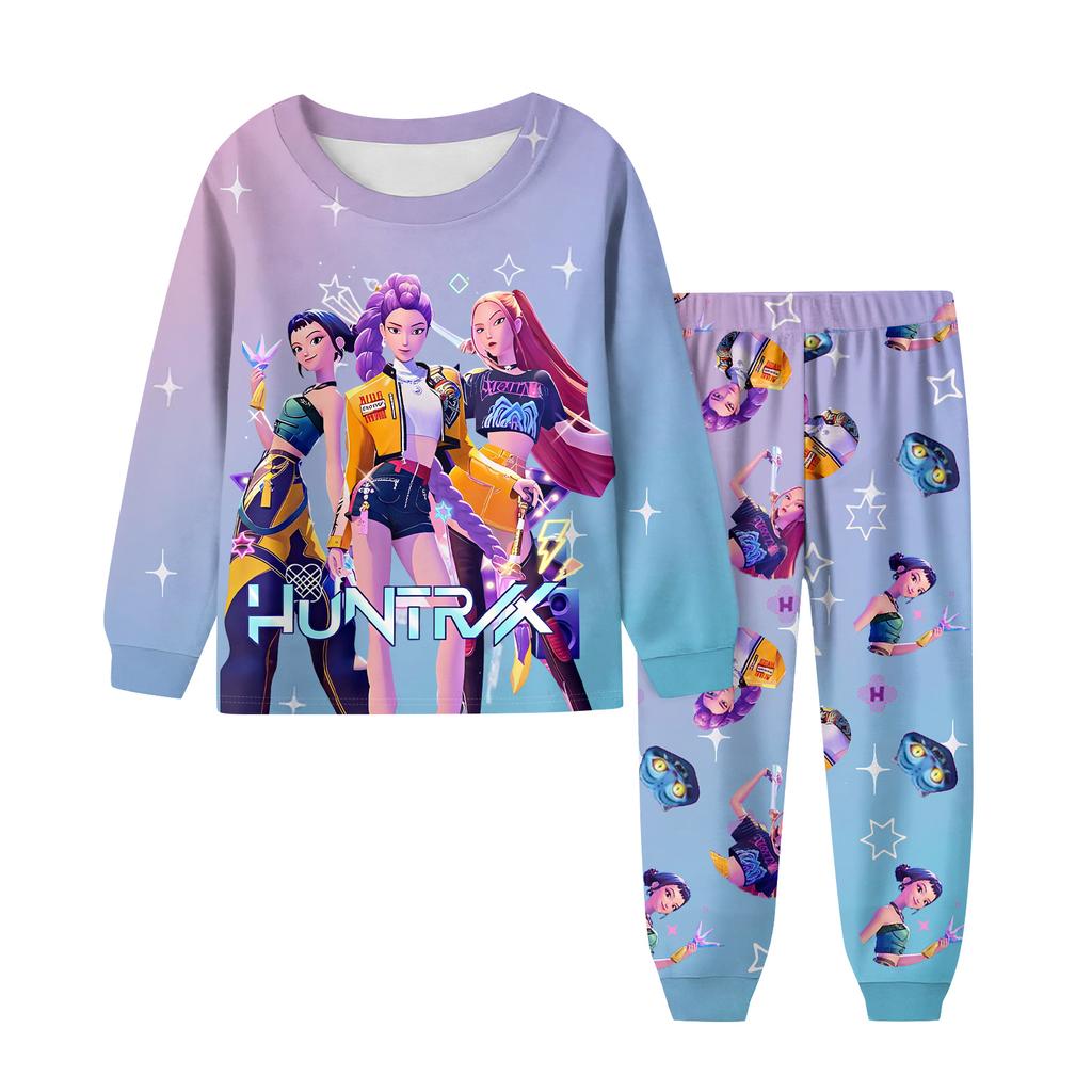 Children's Fashion Suit Skirt Round Neck Long Sleeve Top Pants