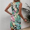 Robe d'été décontractée à fleurs pour femme, col rond, sans manches