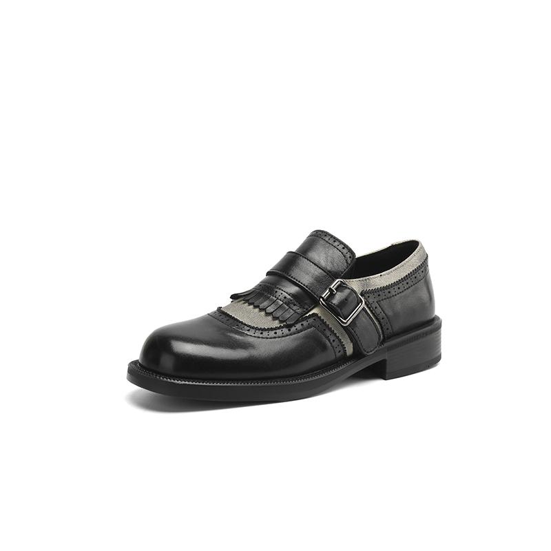 Fashion 2025 New Spring Retro Round Toe Leather Mid-heel Shoes for Women Retro High Heel Street Fashion Casual Shoes Pumps Women Shoes