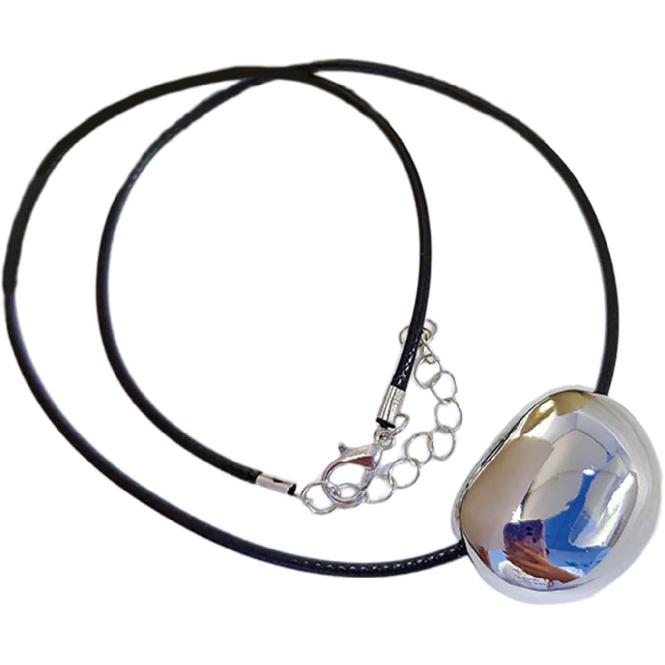 2PCS Oval Bead Clavicle Chain Fashionable Geometric Pendant Necklace